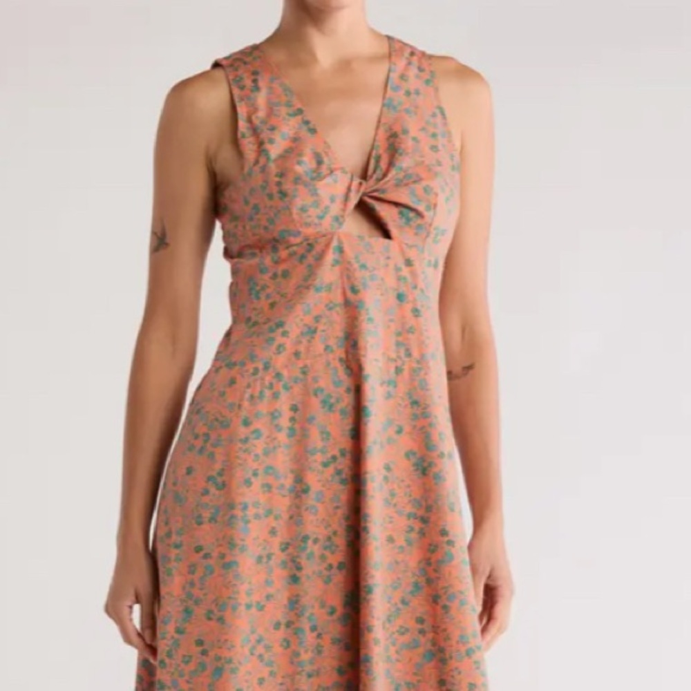 Madewell Floral Twist Front Midi Dress